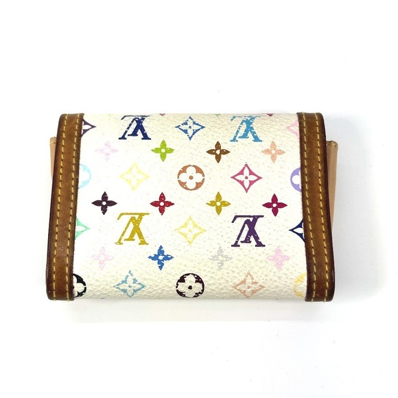 Louis Vuitton Wallet Monnaie Porte Plat flap white Blanc coin Multicolor - Picture 1 of 9